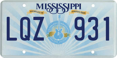 MS license plate LQZ931