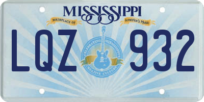 MS license plate LQZ932