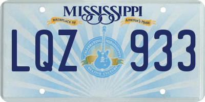 MS license plate LQZ933