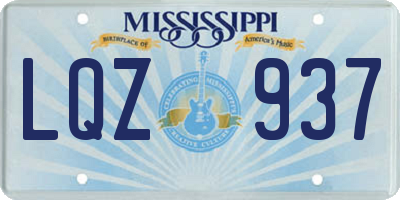 MS license plate LQZ937