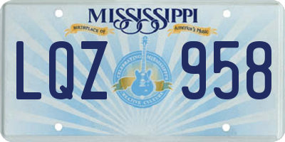 MS license plate LQZ958