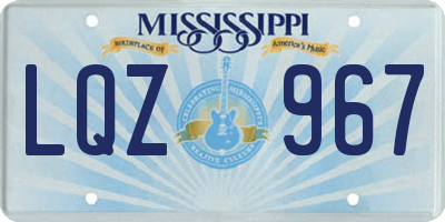 MS license plate LQZ967