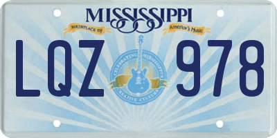 MS license plate LQZ978