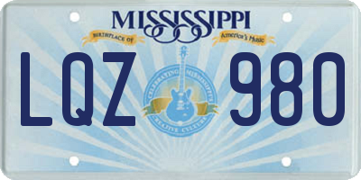 MS license plate LQZ980