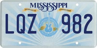 MS license plate LQZ982