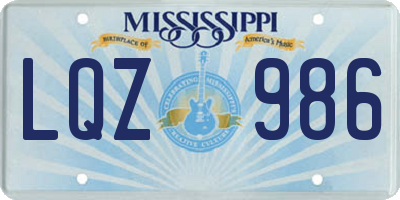 MS license plate LQZ986