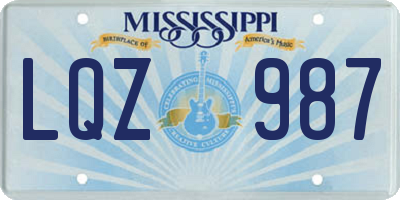 MS license plate LQZ987