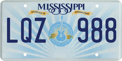 MS license plate LQZ988