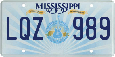MS license plate LQZ989
