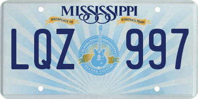 MS license plate LQZ997