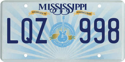 MS license plate LQZ998