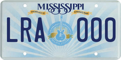 MS license plate LRA000
