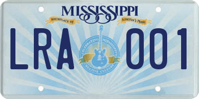MS license plate LRA001