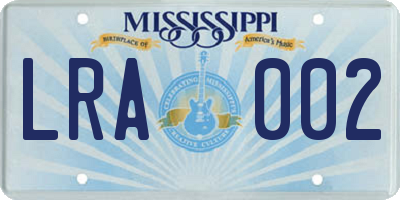 MS license plate LRA002