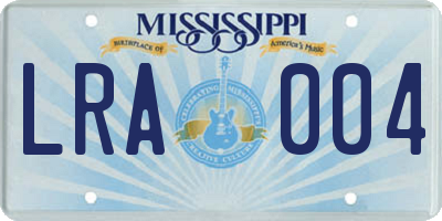 MS license plate LRA004