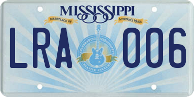 MS license plate LRA006