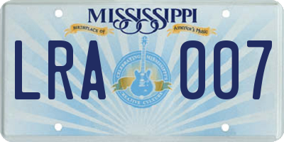 MS license plate LRA007