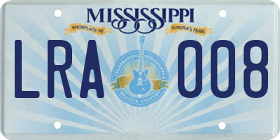 MS license plate LRA008