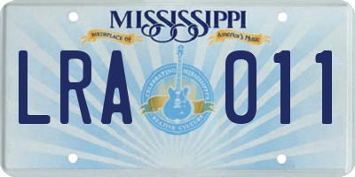 MS license plate LRA011