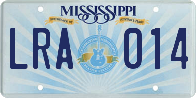 MS license plate LRA014