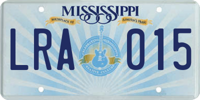 MS license plate LRA015
