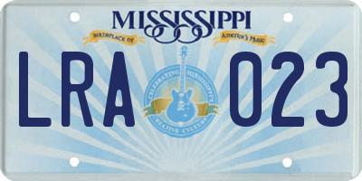 MS license plate LRA023