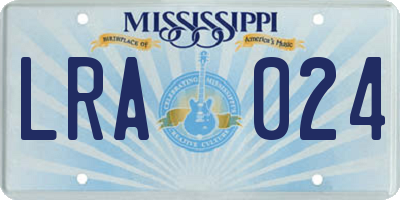 MS license plate LRA024