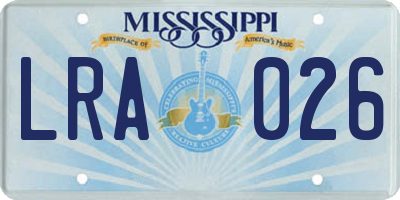 MS license plate LRA026