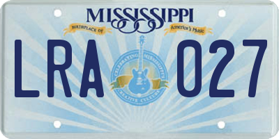 MS license plate LRA027