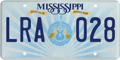 MS license plate LRA028