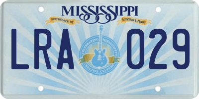 MS license plate LRA029