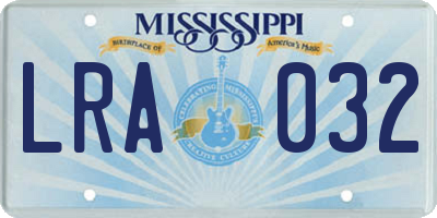 MS license plate LRA032