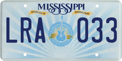 MS license plate LRA033