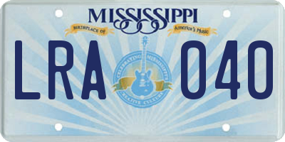 MS license plate LRA040