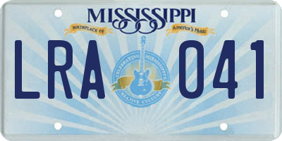 MS license plate LRA041