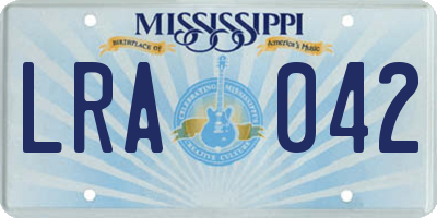 MS license plate LRA042
