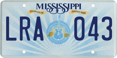 MS license plate LRA043