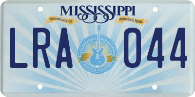 MS license plate LRA044