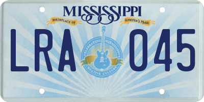MS license plate LRA045