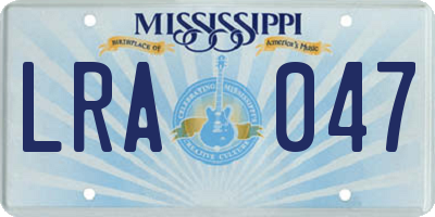 MS license plate LRA047