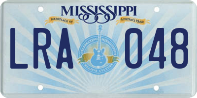 MS license plate LRA048