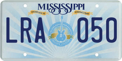 MS license plate LRA050