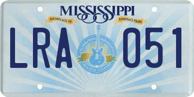 MS license plate LRA051