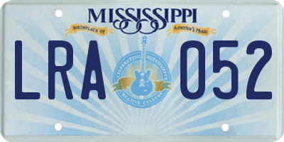 MS license plate LRA052