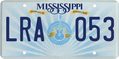 MS license plate LRA053