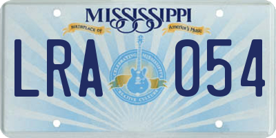 MS license plate LRA054