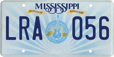 MS license plate LRA056