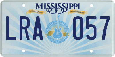 MS license plate LRA057
