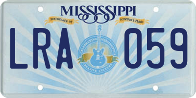 MS license plate LRA059