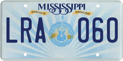 MS license plate LRA060